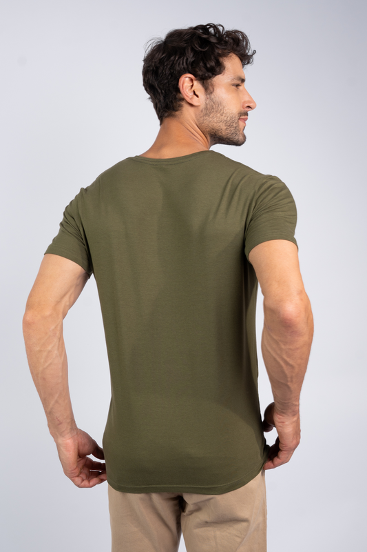 Camiseta Algodão Egípcio Gola O Verde musgo