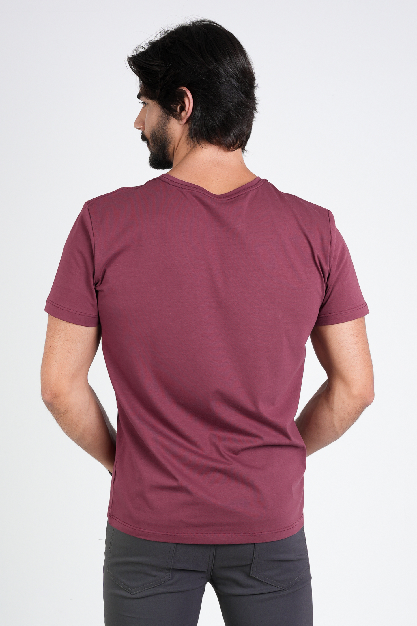 Camiseta Algodão Egípcio Gola O Bordô