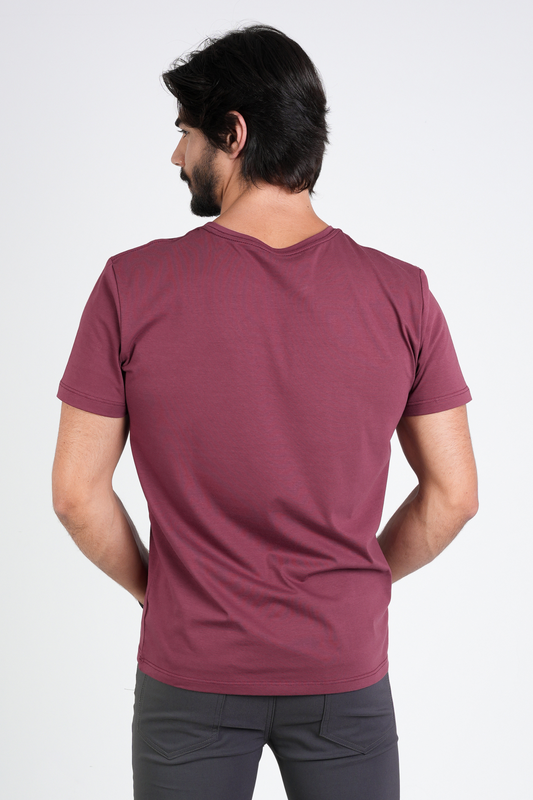Camiseta Algodão Egípcio Gola O Bordô