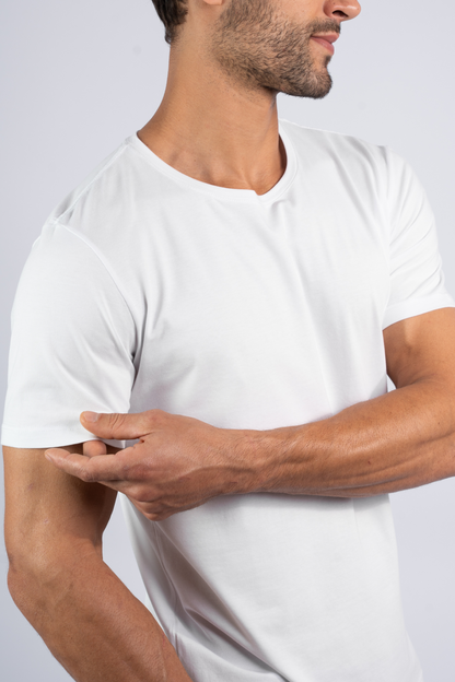 Camiseta Algodão Egípcio Gola O Branca