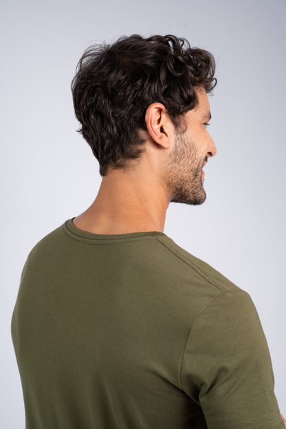 Camiseta Algodão Egípcio Gola O Verde musgo