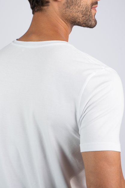 Camiseta Algodão Egípcio Gola O Branca