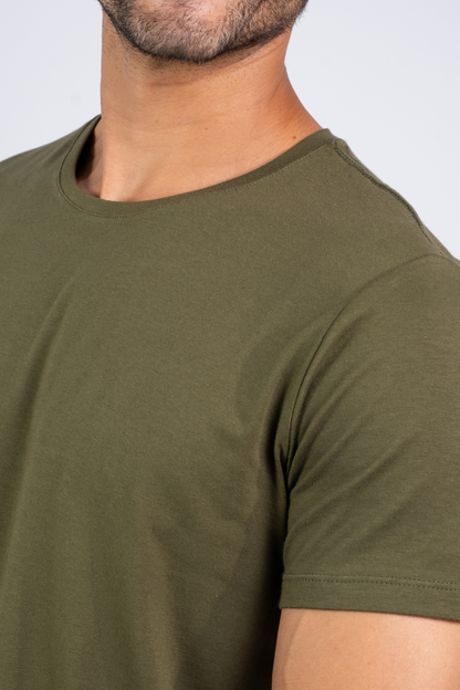 Camiseta Algodão Egípcio Gola O Verde musgo