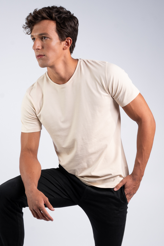 Camiseta Algodão Egípcio Gola O Cru