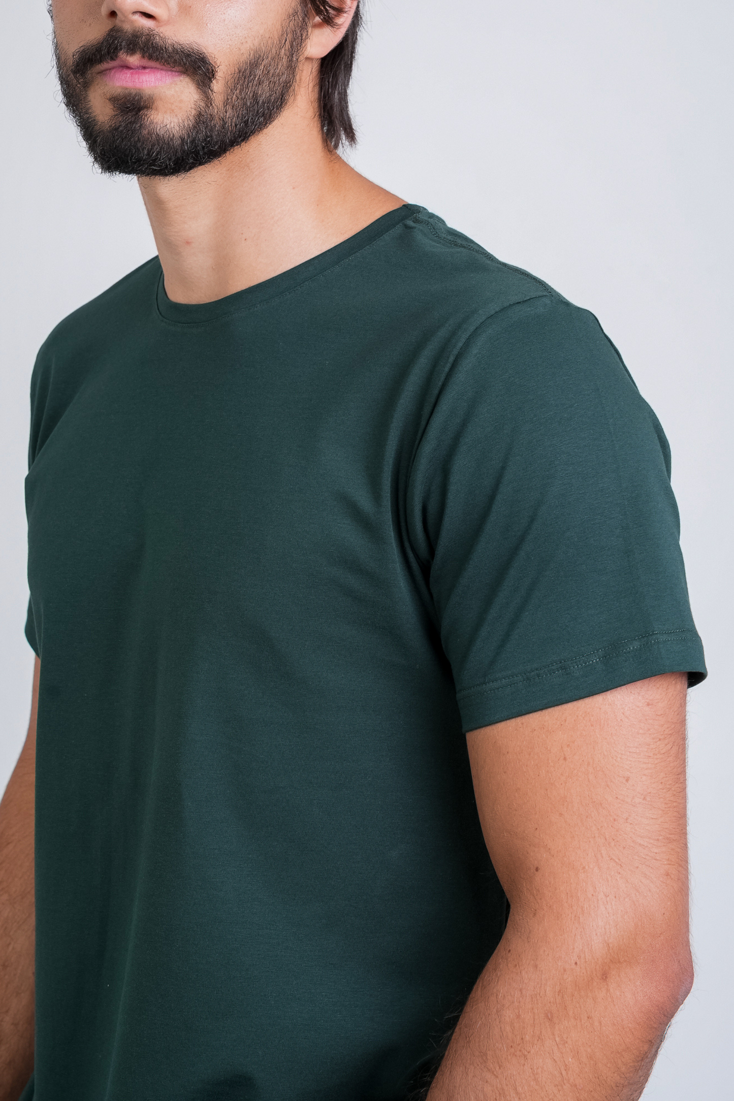 Camiseta Algodão Egípcio Gola O Verde escuro